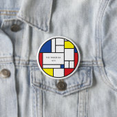 Mondrian Minimalist Geometric De Stijl Modern Art 缶バッジ (インサイチュ)