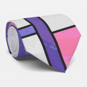 Mondrian Pink Purple White Print ネクタイ (ロール)