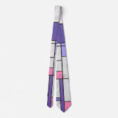 Mondrian Pink Purple White Print ネクタイ (裏面)