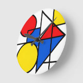 Mondrian Primary Color Composition ラウンド壁時計 (傾斜)