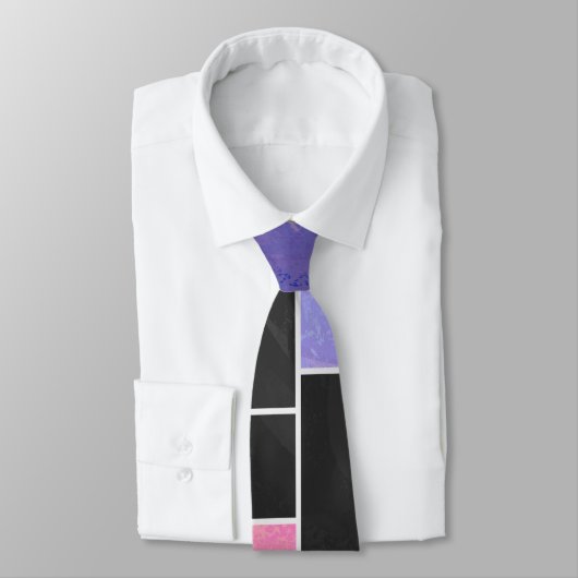 Mondrian Purple Pink Black Print ネクタイ (タイ)