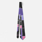 Mondrian Purple Pink Black Print ネクタイ (裏面)