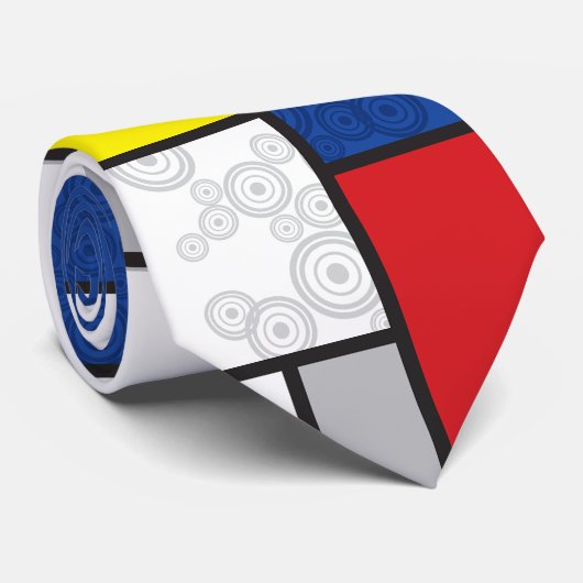 Mondrian Retro Circles Minimalist De Stijl Mod Art ネクタイ (ロール)