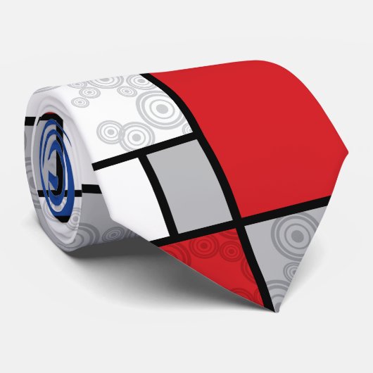 Mondrian Retro Circles Minimalist De Stijl Mod Art ネクタイ (ロール)