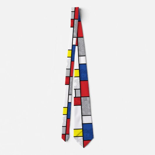 Mondrian Retro Circles Minimalist De Stijl Mod Art ネクタイ (裏面)
