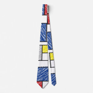 Mondrian Scribbles Minimalist De Stijl Modern Art ネクタイ