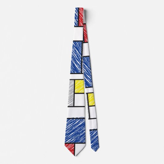 Mondrian Scribbles Minimalist De Stijl Modern Art ネクタイ (正面)