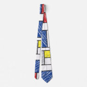Mondrian Scribbles Minimalist De Stijl Modern Art ネクタイ (裏面)