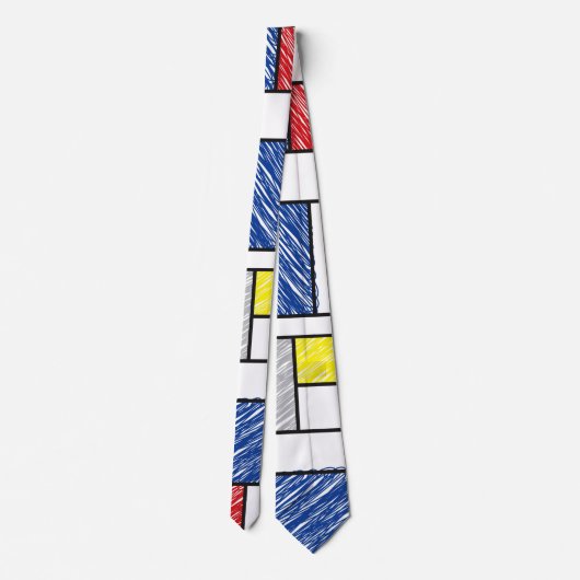 Mondrian Scribbles Minimalist De Stijl Modern Art ネクタイ (裏面)