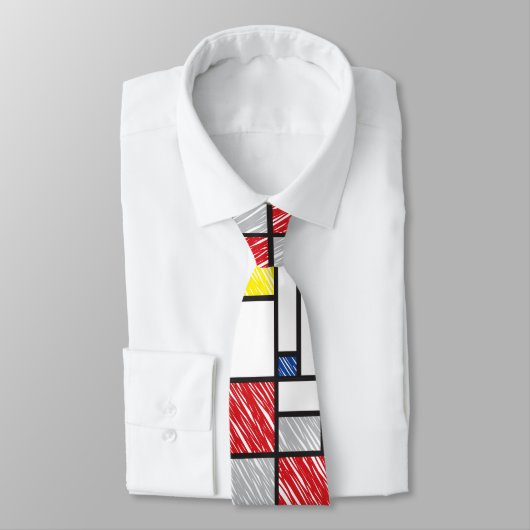 Mondrian Scribbles Minimalist De Stijl Modern Art ネクタイ (タイ)