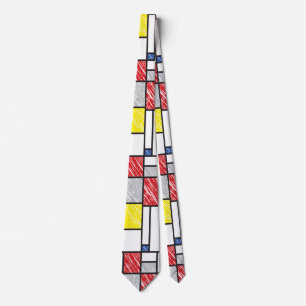 Mondrian Scribbles Minimalist De Stijl Modern Art ネクタイ