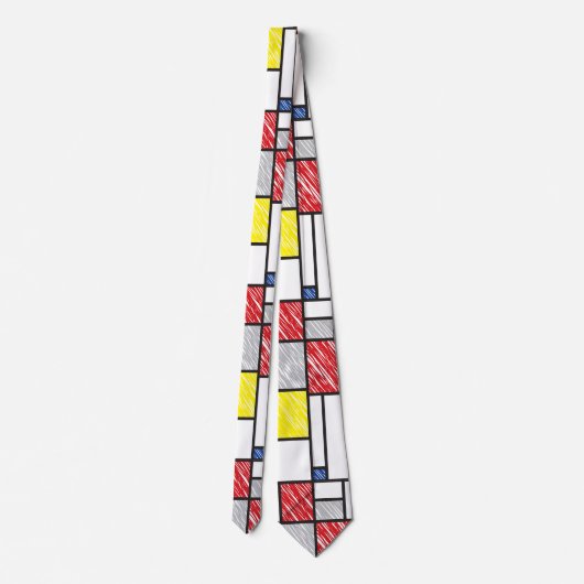 Mondrian Scribbles Minimalist De Stijl Modern Art ネクタイ (裏面)
