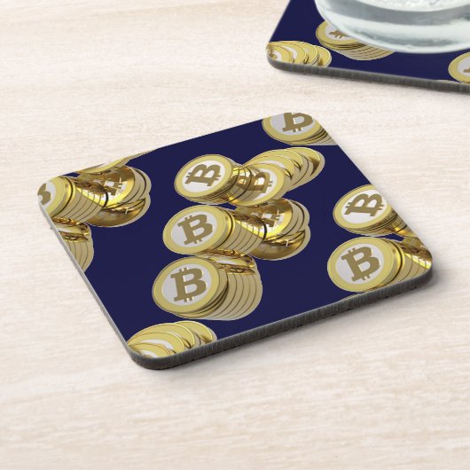 Moneda Bitcoin - Posavasos cuadrado M5 コースター (左側)