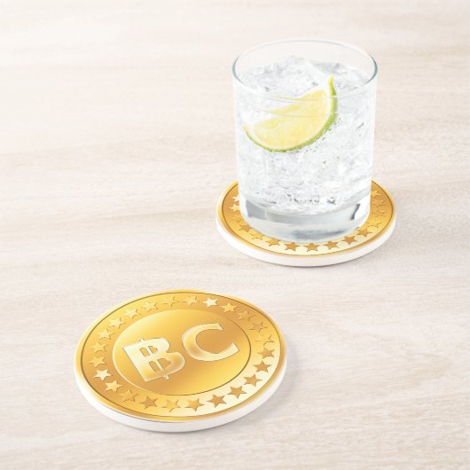 Moneda Bitcoin - Posavasos redondo M4 コースター (側面)