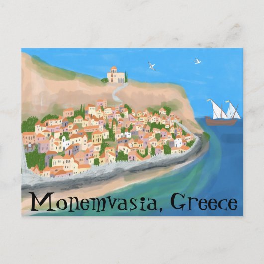 MONEMVASIA GREECEアイランドアート旅行はがき ポストカード (正面)