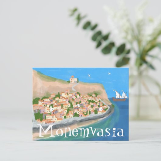 MONEMVASIA GREECEアイランドアート旅行はがき ポストカード (スタンド正面)