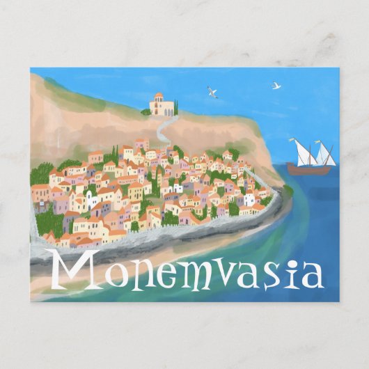 MONEMVASIA GREECEアイランドアート旅行はがき ポストカード (正面)