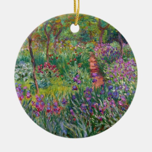 monetによってはヴィンテージがアイリス庭givernyの開花します セラミックオーナメント (正面)