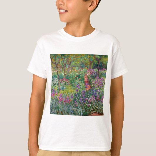 monetによってはヴィンテージがアイリス庭givernyの開花します tシャツ (正面)