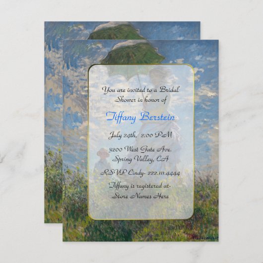 Monetのファインアートのブライダルシャワー 招待状 (正面/裏面)