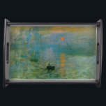 Monetの印象の日の出のファインアート トレー<br><div class="desc">Monet "印象、日の出"は、または"levant"の印象soleilこのサービングの皿のイメージです。 Monetは1872年の春のルアーブルの港で霧を通して見られた太陽のこの写真を絵を描きました。 この絵画の名前は芸術で印象派の動きを示すために信じられます。 今度は公有地で、この美しいアートワークの質のプリントは公衆に今提供することができます。</div>