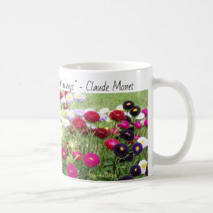 Monetの引用の《植物》百日草分野の花のマグ コーヒーマグカップ