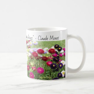 Monetの引用の《植物》百日草分野の花のマグ コーヒーマグカップ