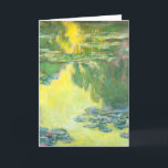 Monetの日没の《植物》スイレンの挨拶状 カード<br><div class="desc">Monetの日没の《植物》スイレンの挨拶状。 1907年からのキャンバスの油。 印象派クロード・モネは印象派の最も有名のの1才であって、彼のスイレンの絵画のために最愛に残ります。 《植物》スイレン1907年はMonetのより早いスイレンの絵画の1つ、美しく場面の豊富な黄色を捕獲するGivernyの彼の池に置く太陽を特色にします。</div>