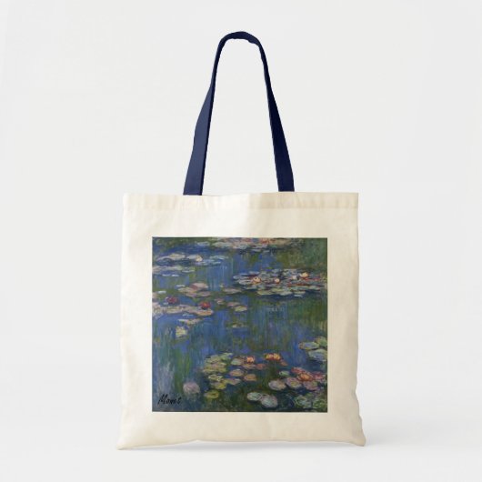 MONET睡蓮1916トートバッグ海軍ハンドル トートバッグ (正面)