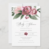 MONET – ほこりっぽいピンク赤面フローラガーデンベイビーシャワー 招待状 (正面)