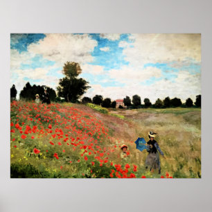 Monet – アルゼンテウイル近郊の野生のポピー素晴らしズ ポスター