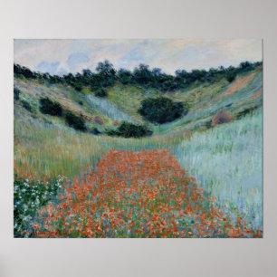 Monet – ギヴェルニー近くの空洞のポピー畑 ポスター