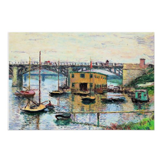 Monet – 灰色の日にアルゼンテイユで橋 ポスター (正面)