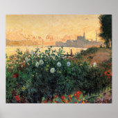 Monet - Argenteuil, Flowers by Riverbank ポスター (正面)