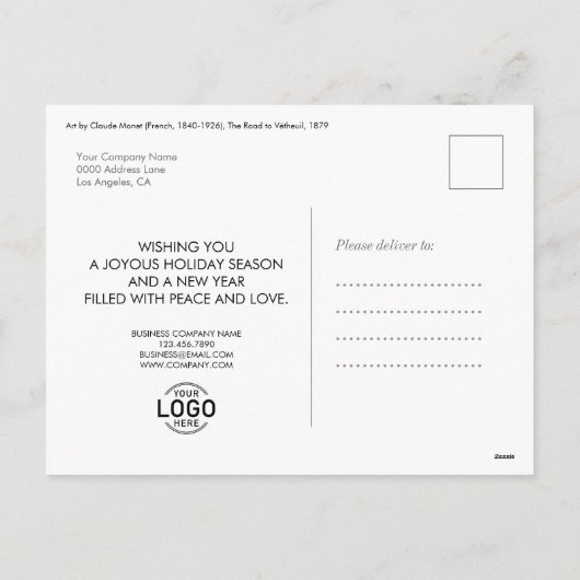 Monet Artのカレンダー2026 Business絵を描にロゴを追加 シーズンポストカード (裏面)