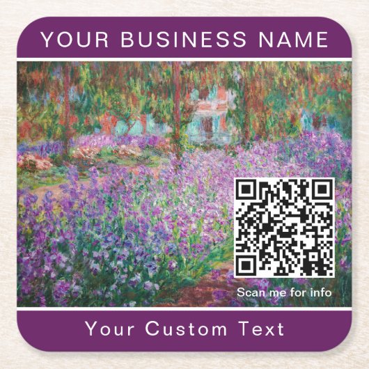 Monet - Artist's Garden at Giverny - QR Code スクエアペーパーコースター (正面)