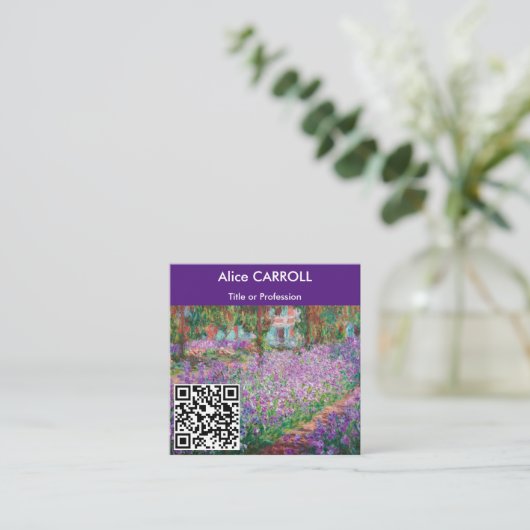 Monet - Artist's Garden at Giverny - QR Code スクエア名刺 (スタンド正面)