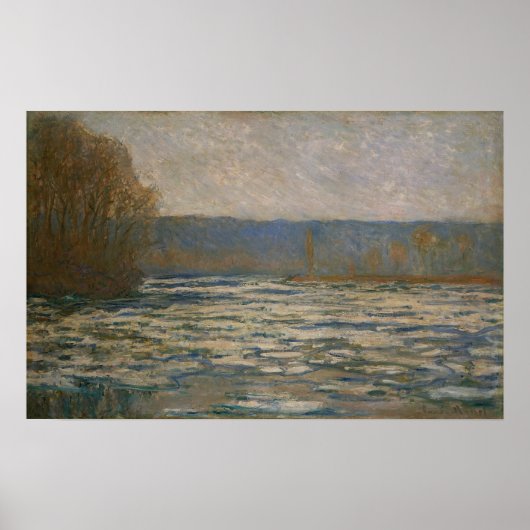 Monet - Bennecourtでセーヌ川で氷が砕ける ポスター (正面)