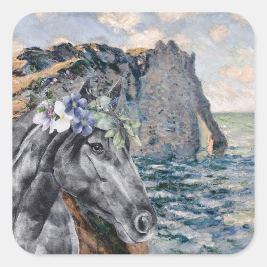 Monet Cliff of Aval & Black Horse Compilation スクエアシール (正面)