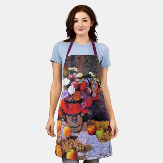 Monet - Flowers and Fruit エプロン (着用した状態)