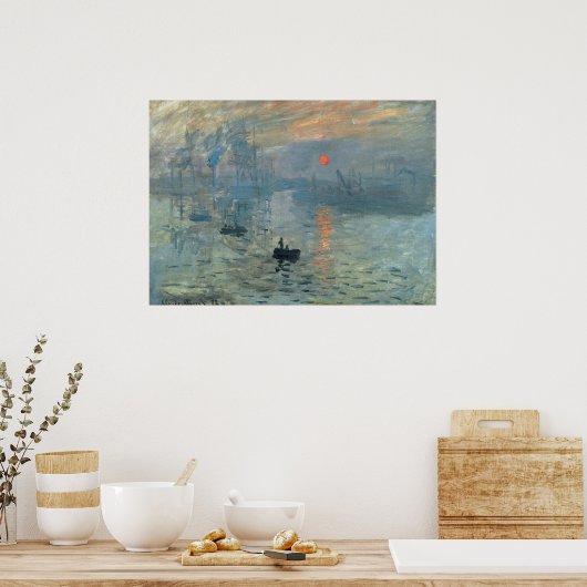 Monet Impression Sunrise Soleil Levant Painting ポスター (キッチン)