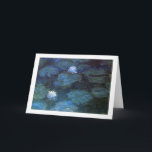 Monet Nympheasの挨拶状 カード<br><div class="desc">クロード・モネの多くのスイレンのMONET NYMPHEAS 1はGiveny、フランスで彼の庭で絵を描きました。 急がせたブラシの打撃と絵を描かれる池の表面で浮かぶライトの2つの鮮やかな点。</div>
