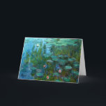 MONET Nympheas: 1915年の挨拶状 カード<br><div class="desc">Monet著Nympheas:  この鮮やかなスイレンの絵を描くことはすべてに行くの最初の世界大戦と全く対照的にクロード・モネが1915年に彼絵を描いたキャンバスの油でした。  明るい青および緑は彼が彼の元のスイレンおよびスイレンの池シリーズ絵画を絵を描いた黙した色相よりはるかに鮮やかです(世紀、1897年から1906年の変わり目に)。  これはおそらく彼の老齢期の激流の手始めの視覚色認識の彼の変更が原因でした。</div>
