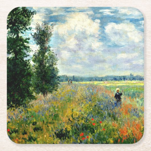 Monet - Poppy Field, Argenteuil スクエアペーパーコースター (正面)