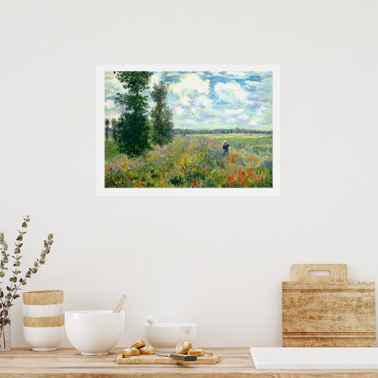 Monet Poppy Field Poster 28x20 ポスター (キッチン)