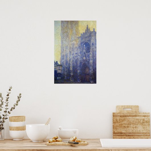 Monet - Rouen Cathedral The Portal Morning Effect ポスター (キッチン)