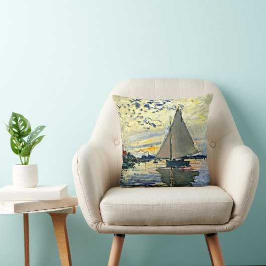 Monet, Sailboat at le Petit Gennevilliers, クッション (椅子)