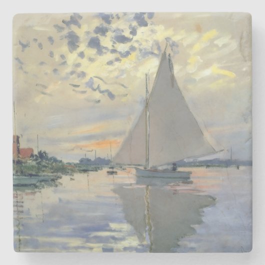Monet Sailboat French Impressionism Classic Art ストーンコースター (正面)