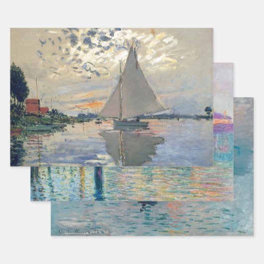 Monet Sailboat French Impressionism Classic Art ラッピングペーパーシート (セット)