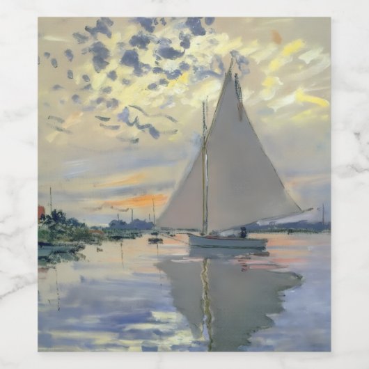 Monet Sailboat French Impressionism Classic Art ワインラベル (シングルラベル)